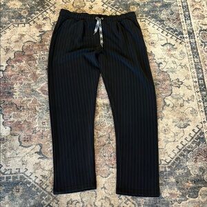 SUMMUM Women's Black Pinstripe Joggers High End